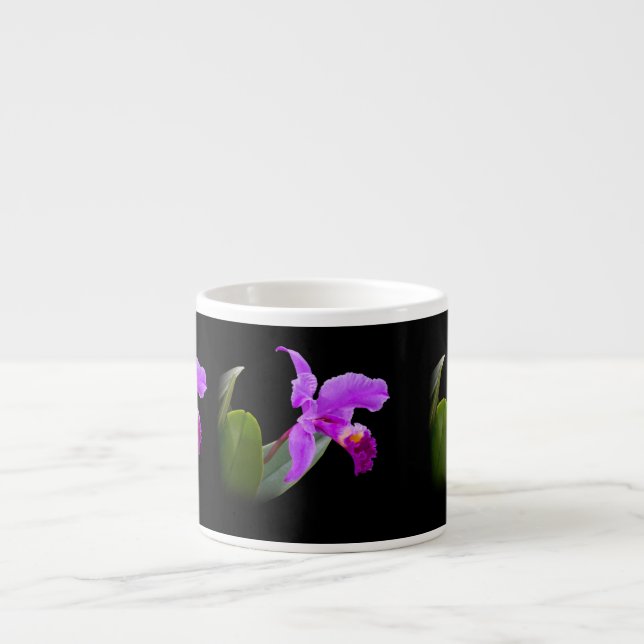 Orchid on Black Customisable Speciality Mug (Front)
