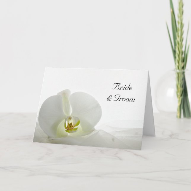 Orchid on White Wedding Invitation Card (Front)