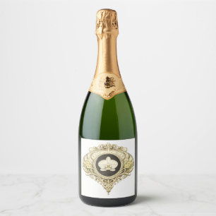 orchid ornament champagne bottle label