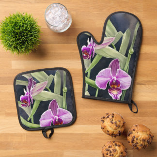 Orchid Oven Mitt and Pot Holder set
