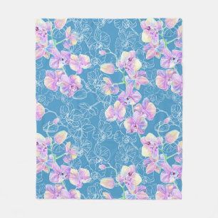 Orchid painted watercolor fleece blanket
