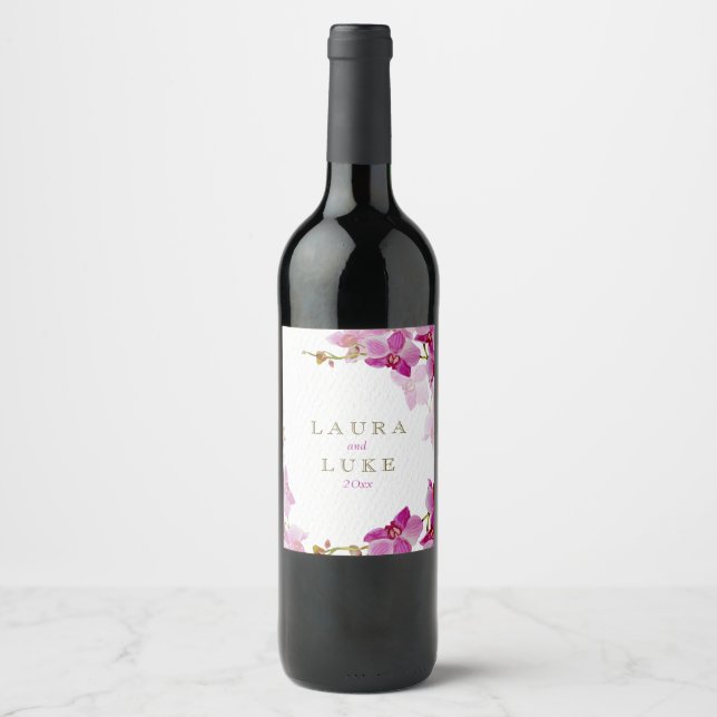Orchid Paradise, Floral Wine Label (Front)