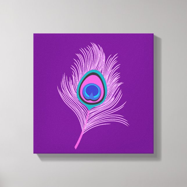 Orchid Peacock Feather on Amethyst Purple Canvas Print (Front)