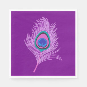 Orchid Peacock Feather on Amethyst Purple Napkin