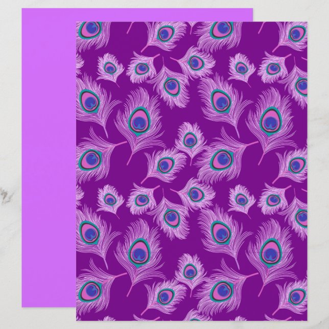 Orchid Peacock Feathers on Amethyst Purple (Front/Back)