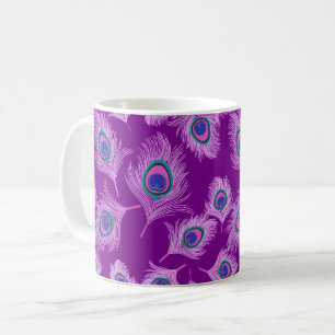 Orchid Peacock Feathers on Amethyst Purple Coffee Mug