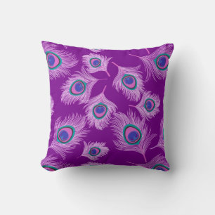 Orchid Peacock Feathers on Amethyst Purple Cushion