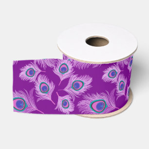 Orchid Peacock Feathers on Amethyst Purple Grosgrain Ribbon