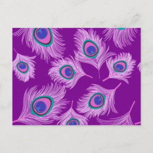 Orchid Peacock Feathers on Amethyst Purple Postcard