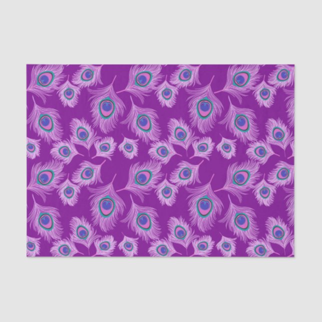 Orchid Peacock Feathers on Amethyst Purple Tissue Paper (Front)
