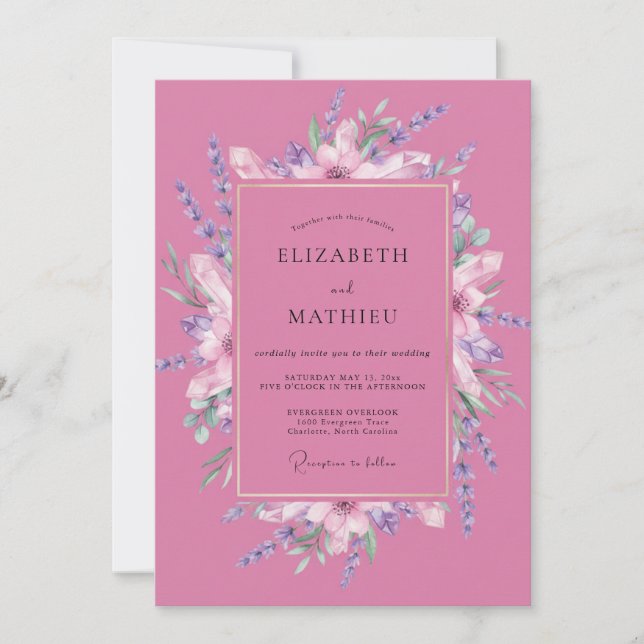 Orchid Petal Wreath Wedding Invitation (Front)