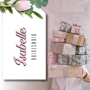 Orchid Pink 3D Funny Name Bridesmaid Gift Tags