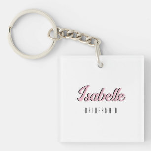 Orchid Pink 3D Funny Name Bridesmaid   Key Ring