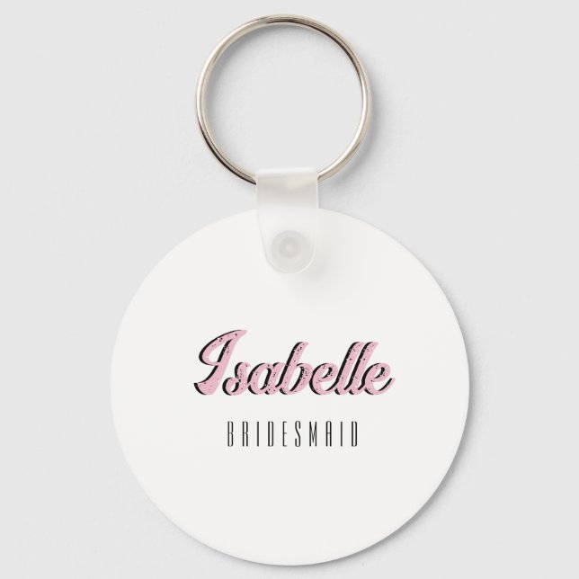 Orchid Pink 3D Funny Name Bridesmaid   Key Ring (Front)