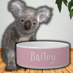 Orchid Pink and White Simple Funny Name Pet Bowl