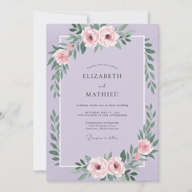 Orchid Pink Petal Wedding Invitation (Front)