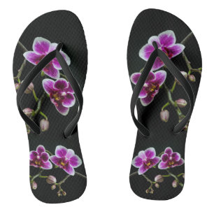 Orchid pink white colour on black pale gentle  flip flops