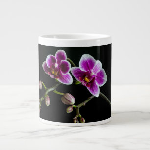 Orchid pink white colour on black pale gentle large coffee mug