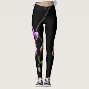 Orchid pink white colour on black pale gentle leggings