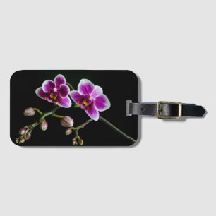 Orchid pink white colour on black pale gentle luggage tag