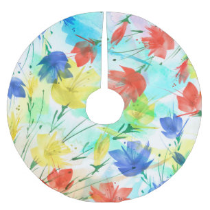 Orchid Poppy Peony Fashion Bouquet Brushed Polyester Tree Skirt