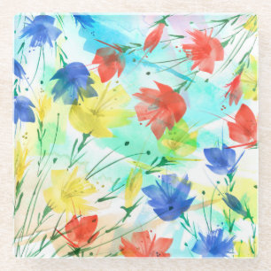 Orchid Poppy Peony Fashion Bouquet Glass Coaster
