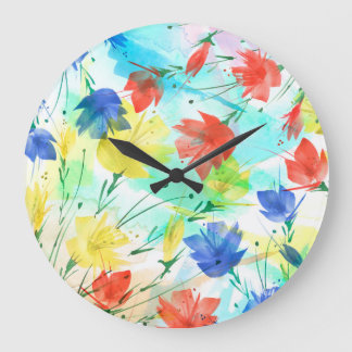Orchid Poppy Peony Fashion Bouquet Large Clock
