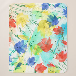Orchid Poppy Peony Fashion Bouquet Sherpa Blanket