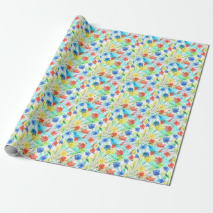 Orchid Poppy Peony Fashion Bouquet Wrapping Paper