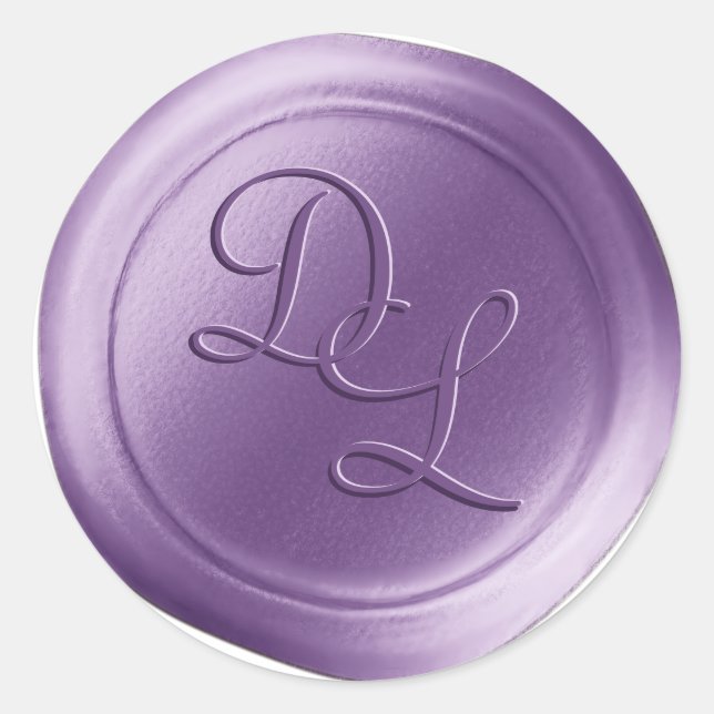 Orchid Purple 2 Letter Monogram Wax Seal Stickers (Front)