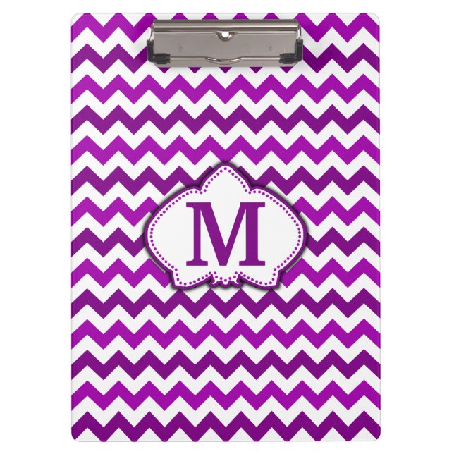 Orchid Purple Chevron Personalised Monogram Clipboard (Front)