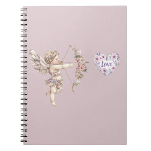 Orchid Purple Cupid Arrow of Love Heart Floral Notebook