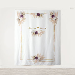 Orchid Purple Floral Pampas Grass Photo Wedding Tapestry