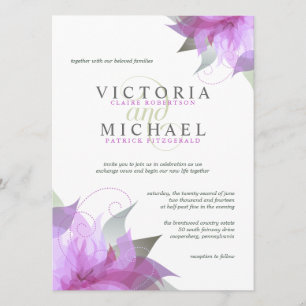 Orchid Purple Floral Wedding Invitations