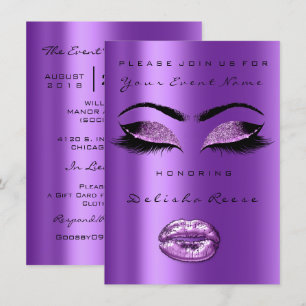 Orchid Purple Glitter Bridal Shower Sweet 16th Invitation