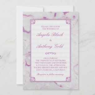 Orchid Purple Marble Marbled Wedding Invitation