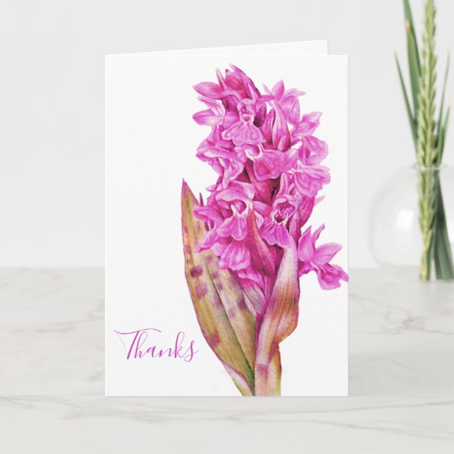Orchid purple pink wedding thank you card (Front)