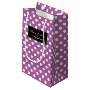 Orchid Purple Polka Dots Personalised Small Gift Bag