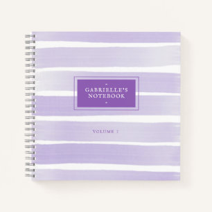 Orchid Purple Watercolor Stripe Personalised Notebook