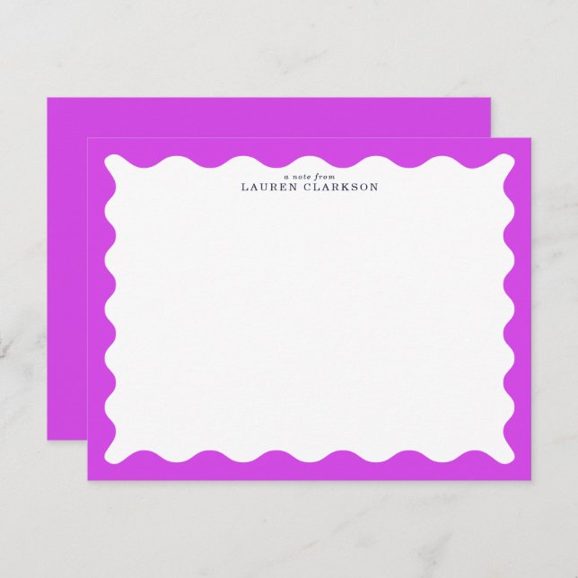 Orchid Purple Wavy Frame Note Card (Front/Back)