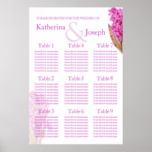 Orchid purple Wedding Seating Table Planner 1-9 Poster