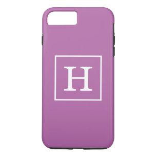 Orchid Purple White Framed Initial Monogram iPhone 8 Plus/7 Plus Case