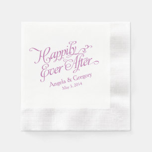 Orchid Purple White Happily Ever After Wedding Napkin