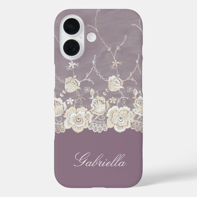 Orchid Purple White Lace Floral Case-Mate iPhone Case (Back)