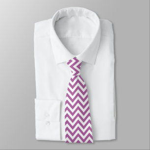 Orchid Purple White Large Chevron ZigZag Pattern Tie