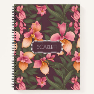 Orchid Retro Colorful Personalized Pattern Notebook