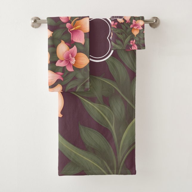 Orchid Retro Colourful Personalised Pattern Bath Towel Set (Insitu)
