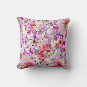 Orchid-Sakura Watercolor Backgrounds Cushion