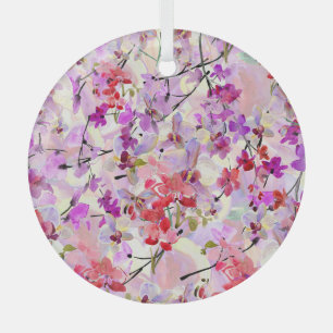 Orchid-Sakura Watercolor Backgrounds Glass Tree Decoration
