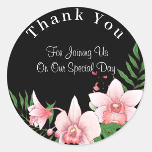 Orchid Script Wedding Thank You Classic Round Sticker